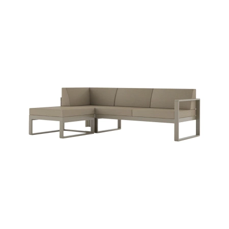 SOFA NAROŻNA MODUŁOWA 3-OSOBOWA PRAWA Z PUFĄ NOMAD Taupe / Taupe