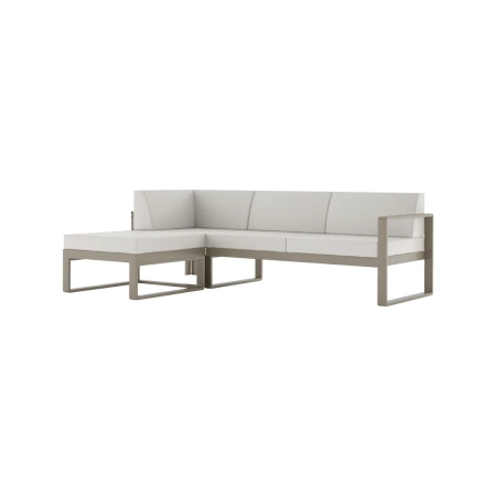 SOFA NAROŻNA MODUŁOWA 3-OSOBOWA PRAWA Z PUFĄ NOMAD Taupe / Macadamia