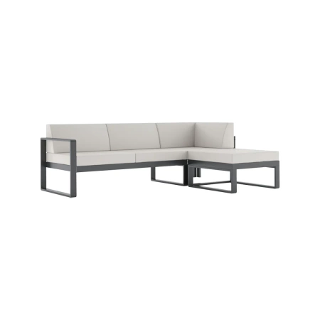 SOFA NAROŻNA MODUŁOWA 3-OSOBOWA LEWA Z PUFĄ NOMAD Grafit / Macadamia