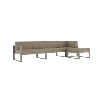 SOFA NAROŻNA MODUŁOWA 4-OSOBOWA LEWA Z PUFĄ NOMAD Taupe / Taupe