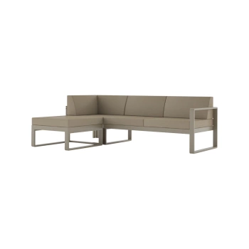SOFA NAROŻNA MODUŁOWA 3-OSOBOWA PRAWA Z PUFĄ NOMAD Taupe / Taupe